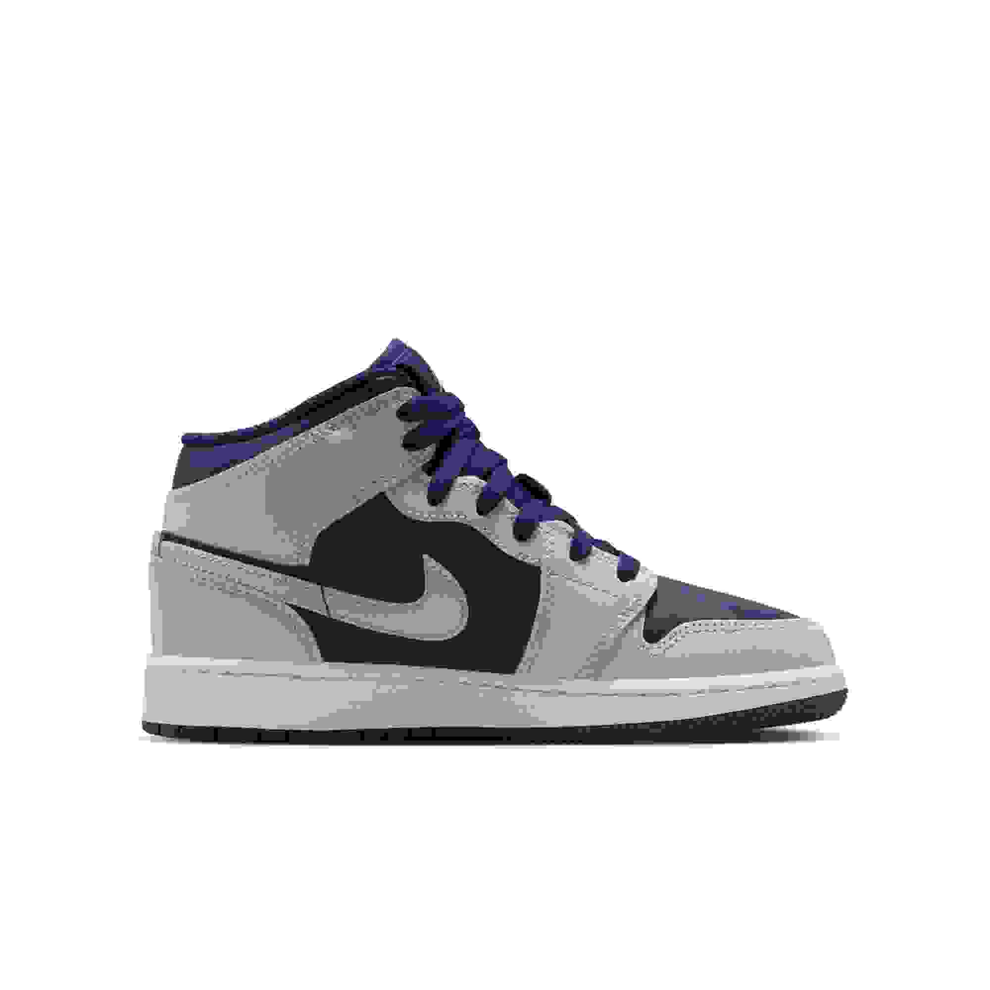 Jordan 1 Mid Grade School Boys' "Blue Void/Pure Platinum/Summit White" Shoe